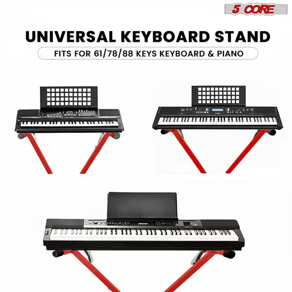 5 Core Keyboard Stand X Forme réglable pliable Portable Key Board Stands W Locking Stra