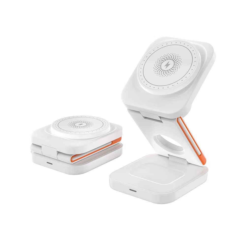 Chargeur magnétique sans fil pliant trois en un 15W multifonctionnel
