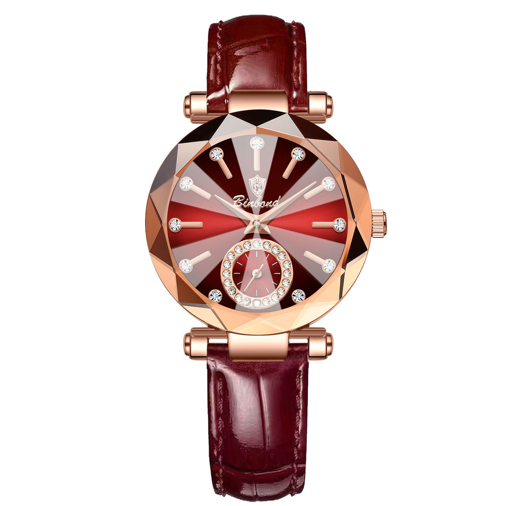 Niche Diamond Ceinture en acier massif Montre imperméable pour femmes