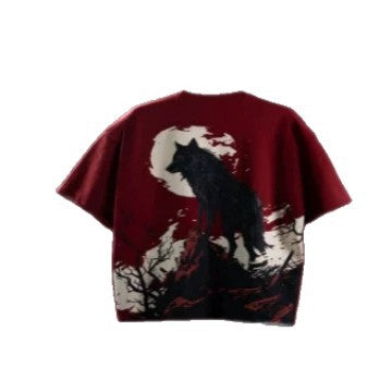 T-shirt à épaulettes rouge à vin de style américain