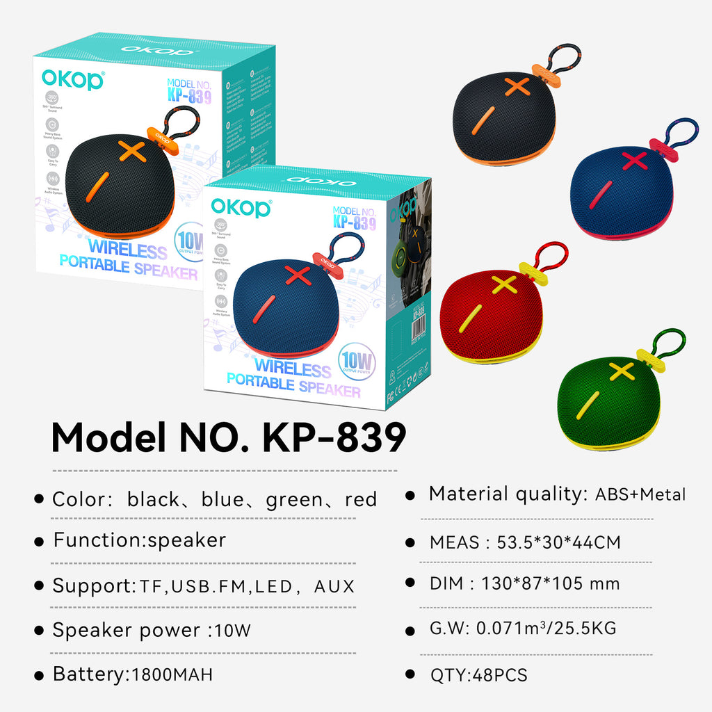 KP-839 Portable Bluetooth Speaker Factory Direct Super Heavy Bass Outdoor Lanyard Long Bat