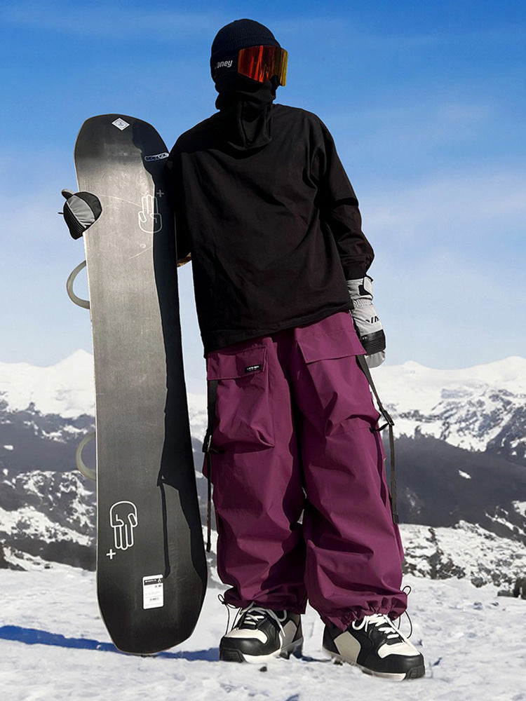 Ice Corée du Sud Multi-Pocket Waterproof Sports Pantalons de ski pour hommes et femmes Violet américain