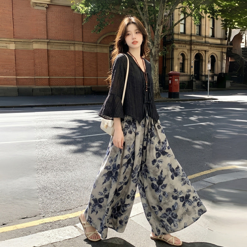 Pantalon imprimé d'été à deux pièces