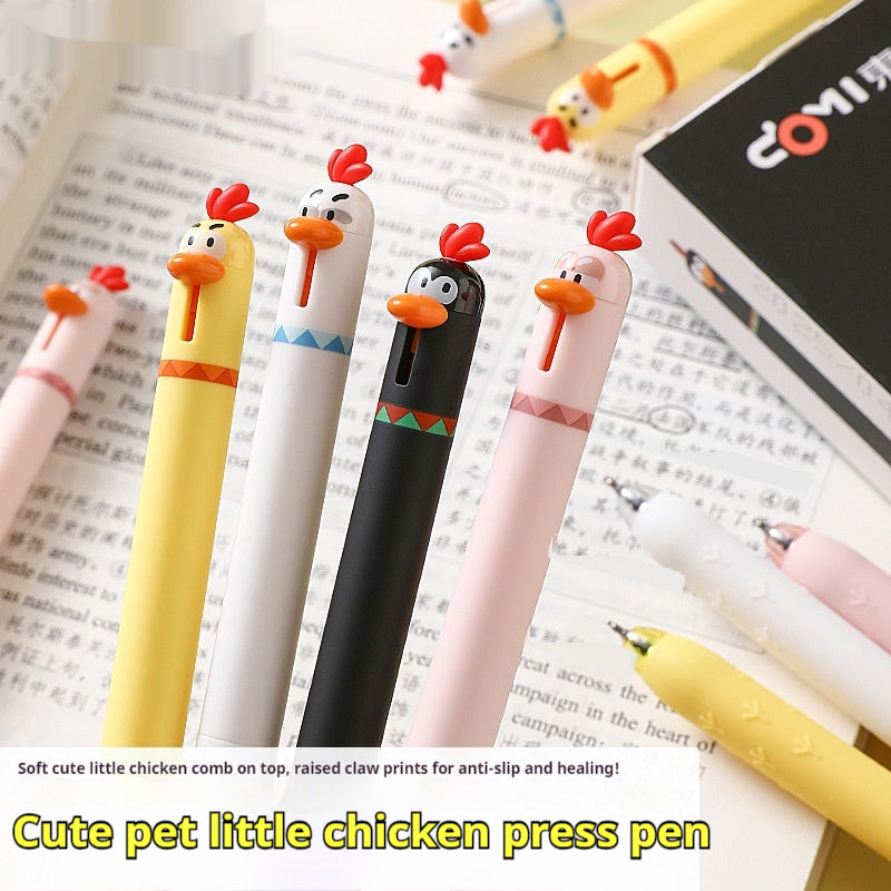 Chicken Creative Drôle Décompression Presse Gel Pen étudiant noir