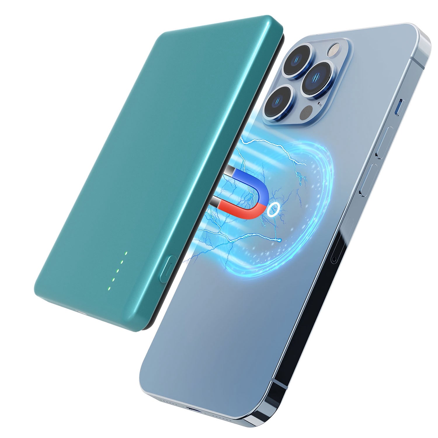 2 En 1 5000mAh 8MM Slim MagSafe Banque d'alimentation sans fil PD20W Chargeur magnétique rapide Portable P