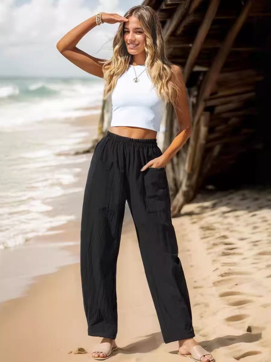 Vêtements pour femmes Amazon Printemps et été Styles coton et lin pantalons occasionnels vacances St
