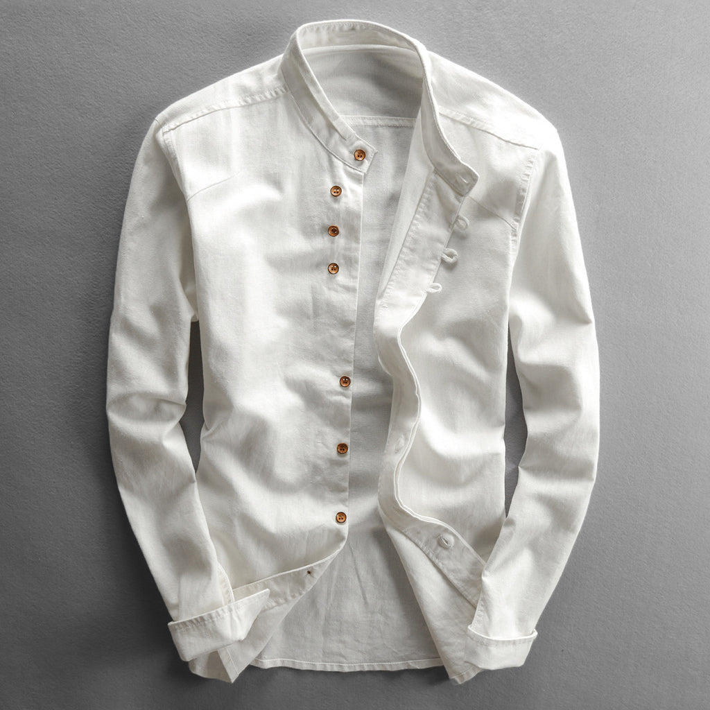 Chemise vintage de style chinois avec un collier mandarin