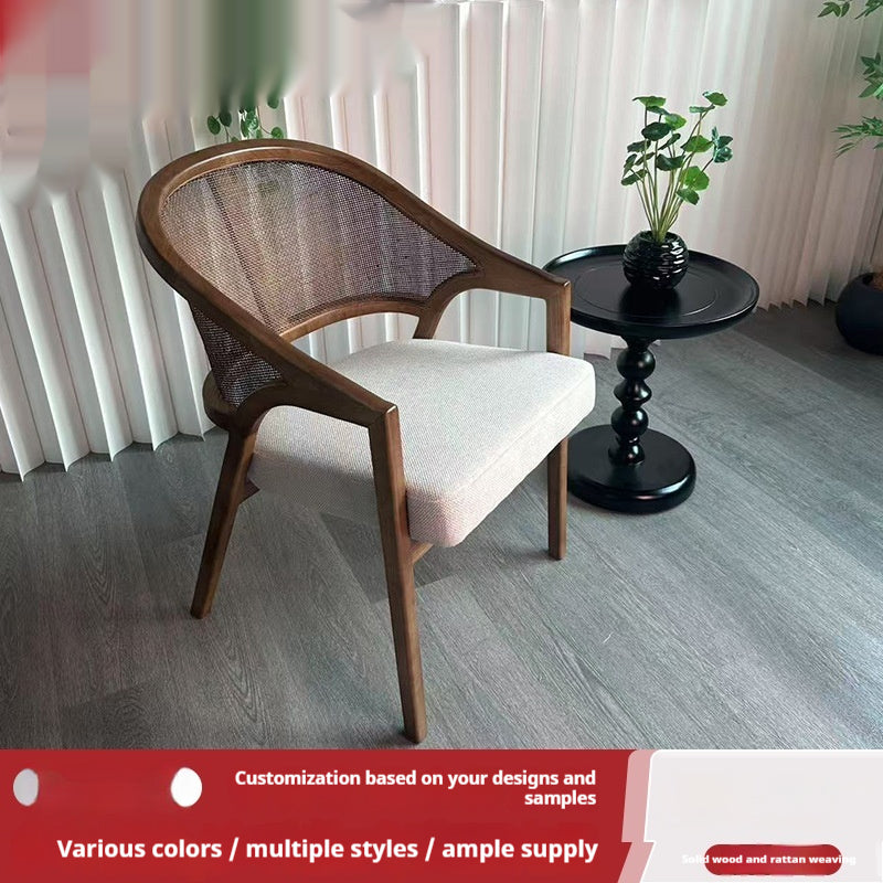 Solid Wood Rattan Woven Guesthouse Hotel Rattan Chaise