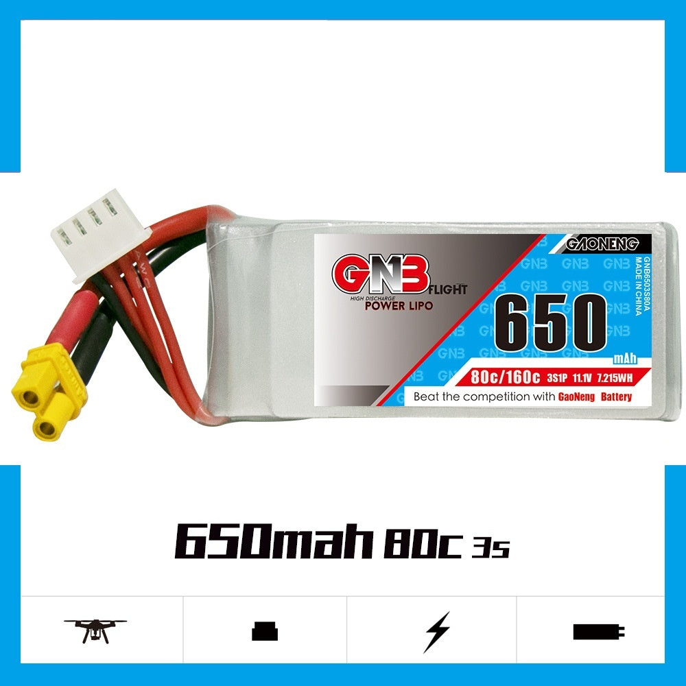 Haute énergie GNB 650mAh 3s 111v 80C Modèle de voyage FPV Batterie au lithium
