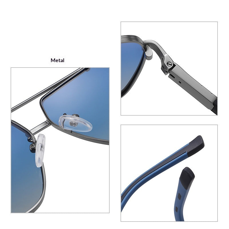 Lunettes de soleil Retro Mens avec un cadre carré à deux tons
