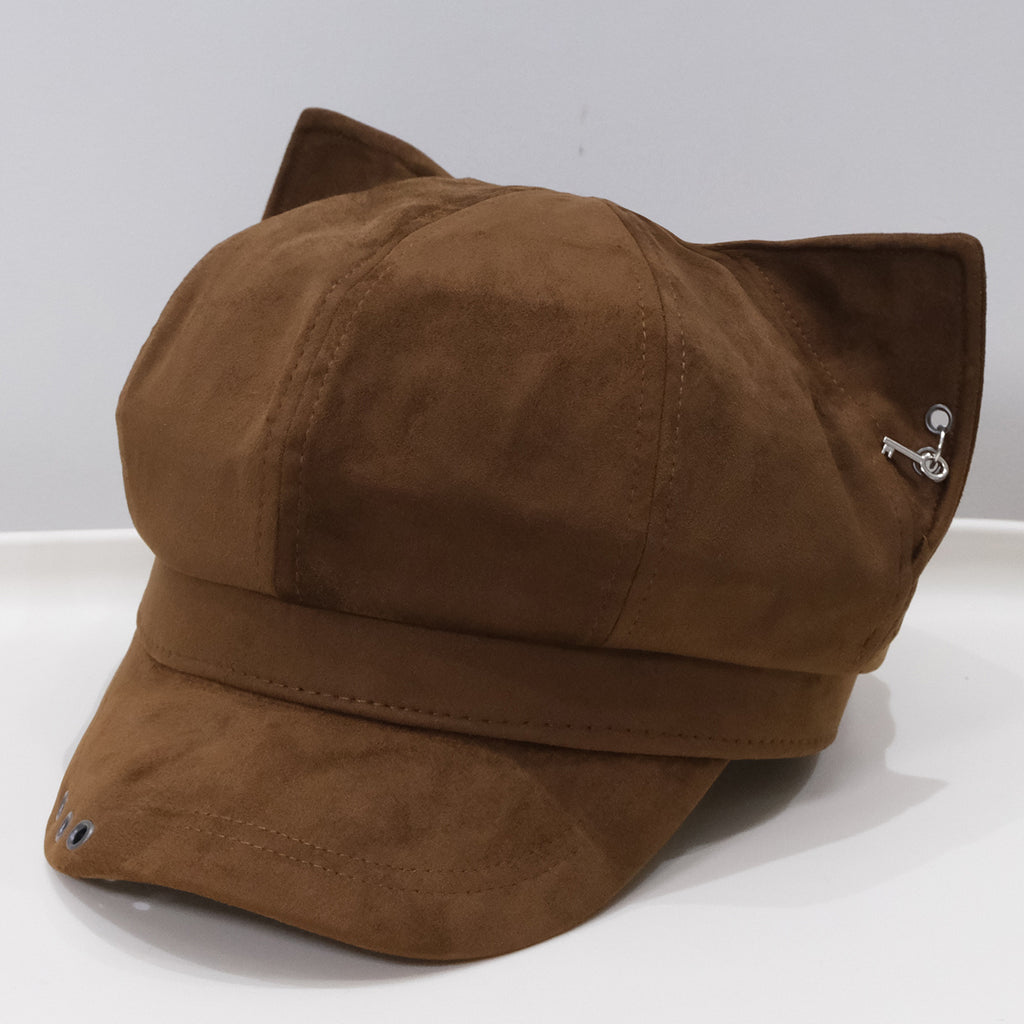 Coréen Version Solid Couleur Trois Dimensionnel Playful Cat-ear Style Newsboy Hat avec Iron R
