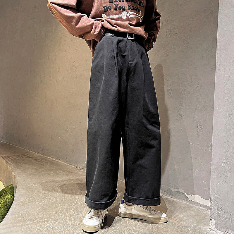 Pantalons de coton lavés simples japonais pour hommes