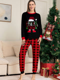 Chapeau de Noël Lettres de dessins animés Plaid rouge et noir imprimé costume de Noël