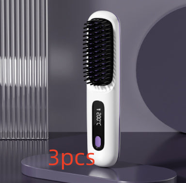 2 En 1 Combustion cheveux droites Lève-cheveux sans fil brosse cheveux chauffage rapide