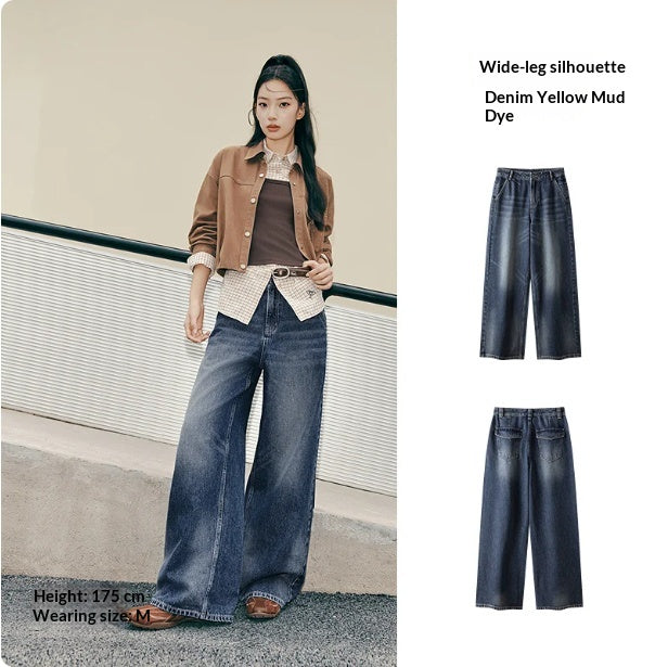 Pantalons de denim style américain Vintage High-Wisted