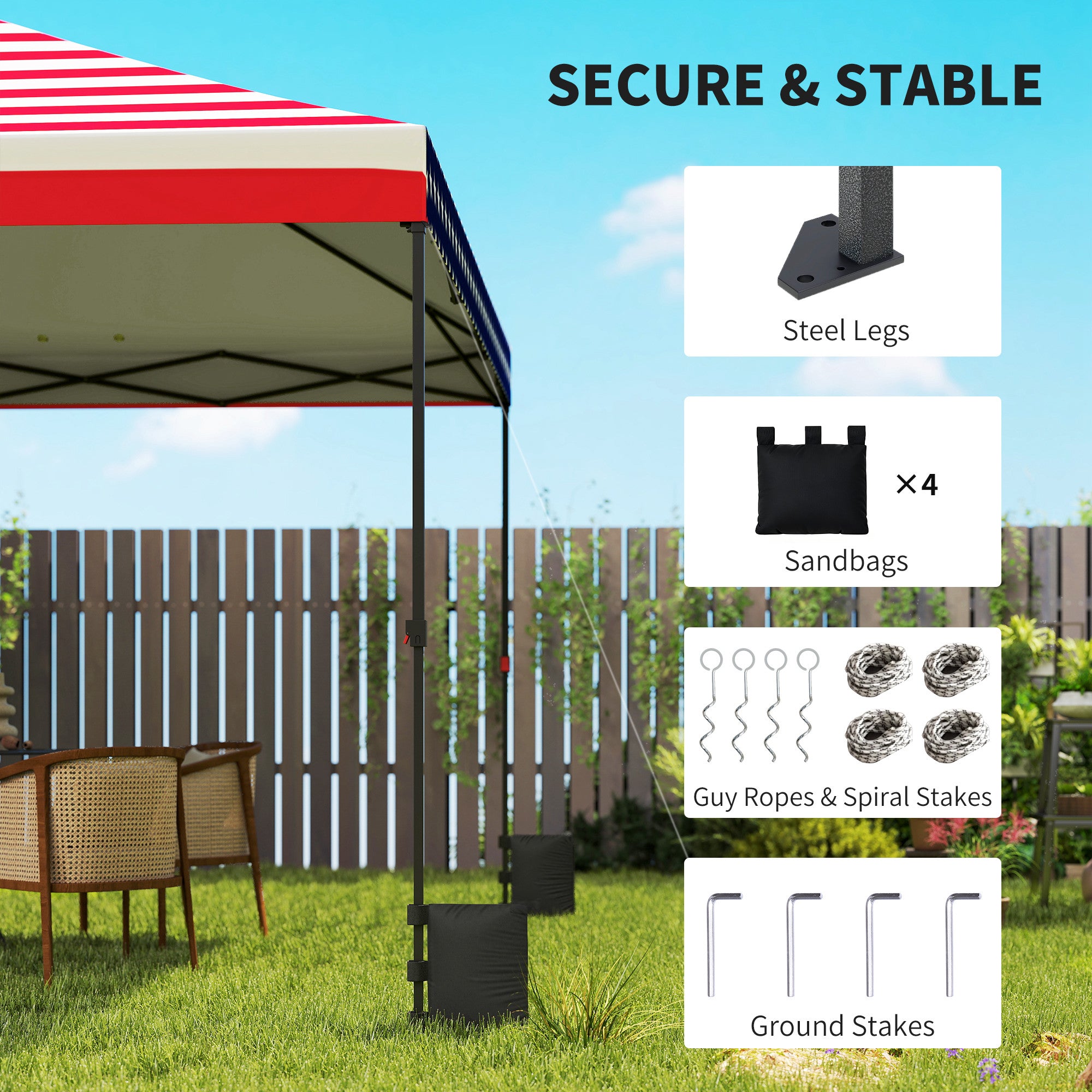 10 x 10 pieds Pop Up Canopy Tent avec une configuration de poussoir