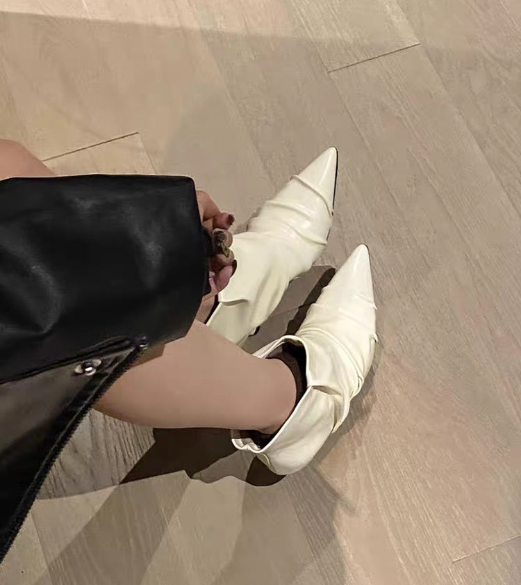 Automne Femmes Style français Toe pointu Stiletto Talon élevé Élégant Bottes de cheville sexy