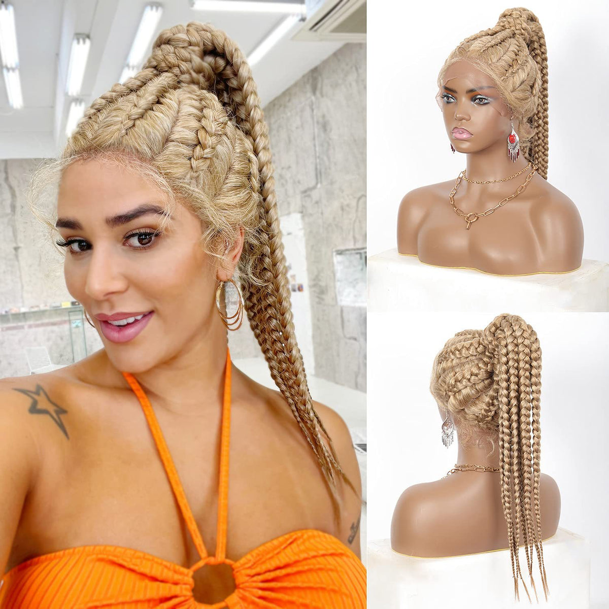 Huit tresses tissées à la main Ancien chapeau de tête de dentelle