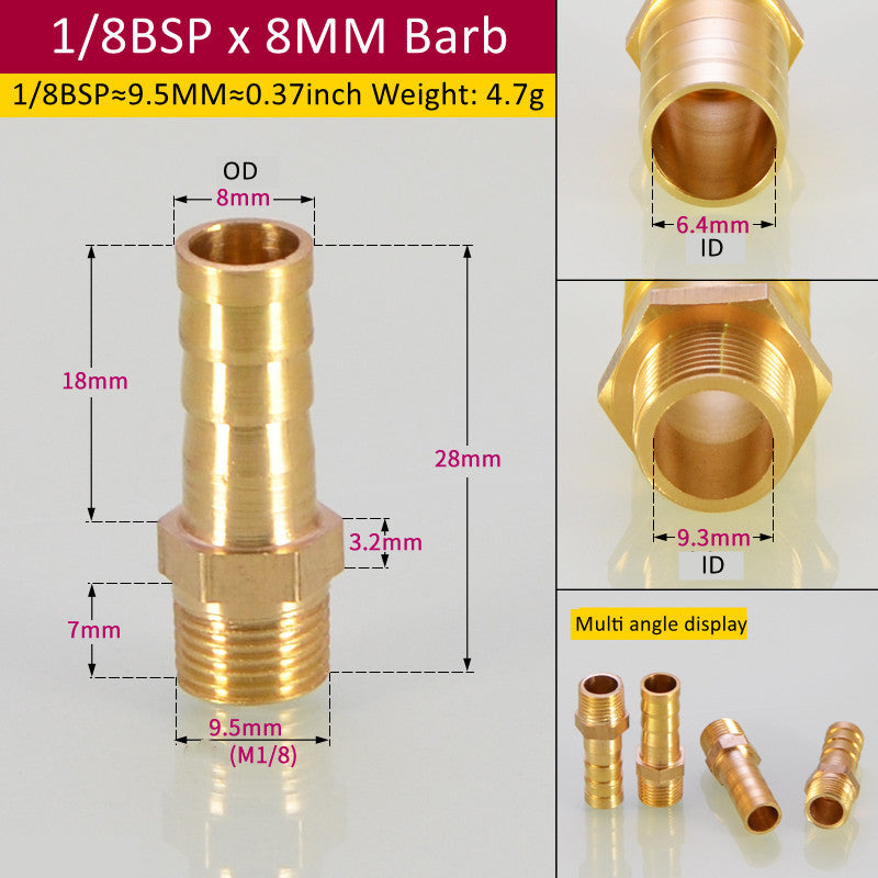 Tuyau de raccord de tuyau en laiton Barb Tail BSP mâle Pagoda gaz connecteur joint en cuivre