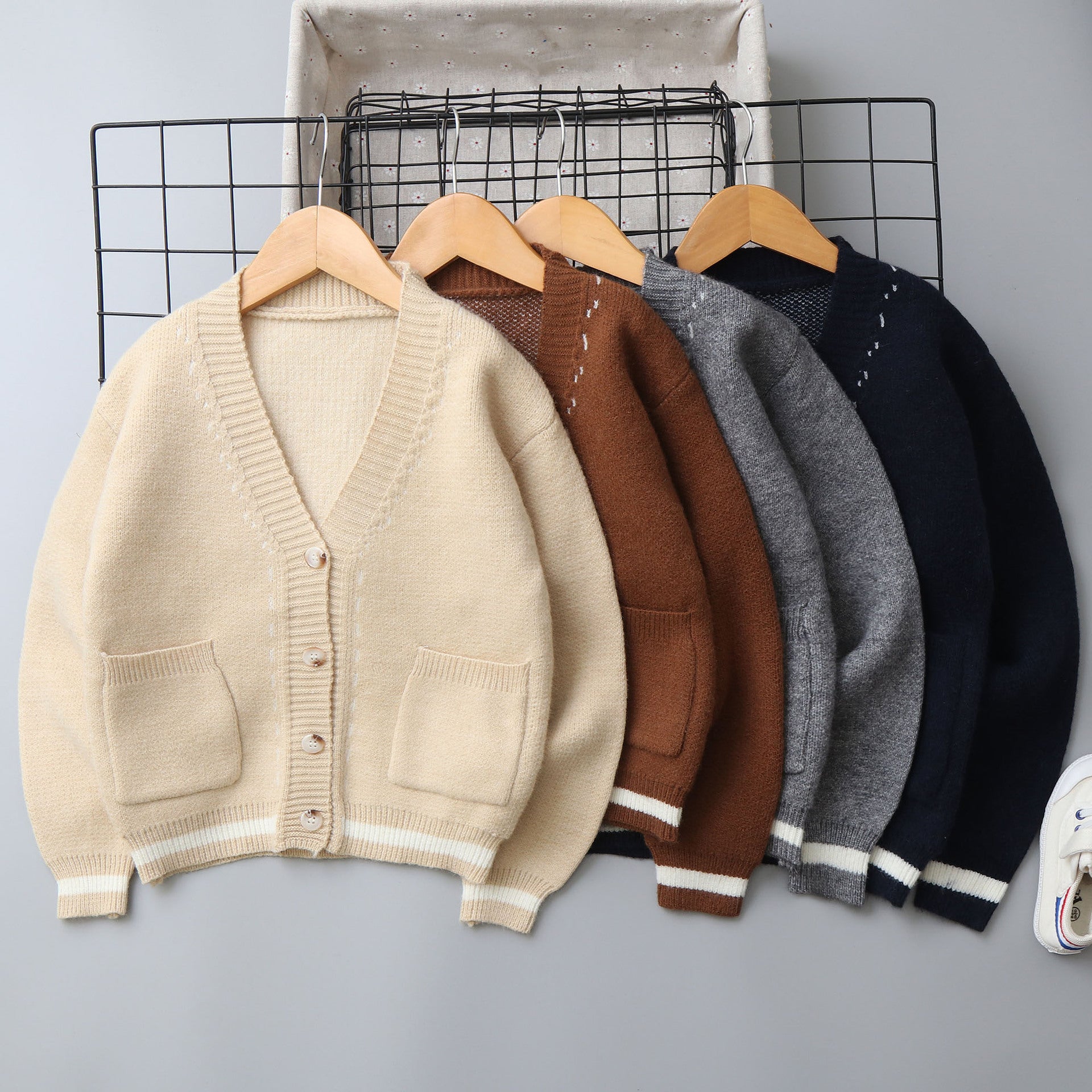 Chandail Jacquard rayé Cardigan pour garçons
