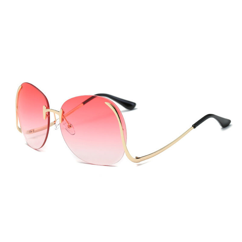 Lunettes de soleil sans cadre à jambe courbée Verres décoratifs