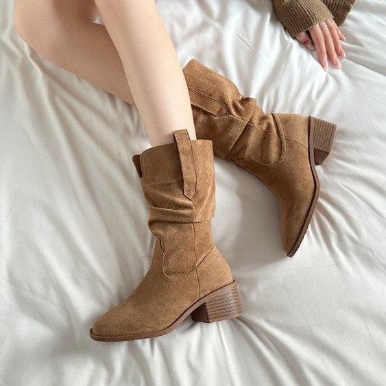 Bottes denim de mode rétro pour femmes