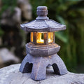 Solar Powered Stone Tower Lampe Chinese Style Lanterne Sol Standing Paysage Orname