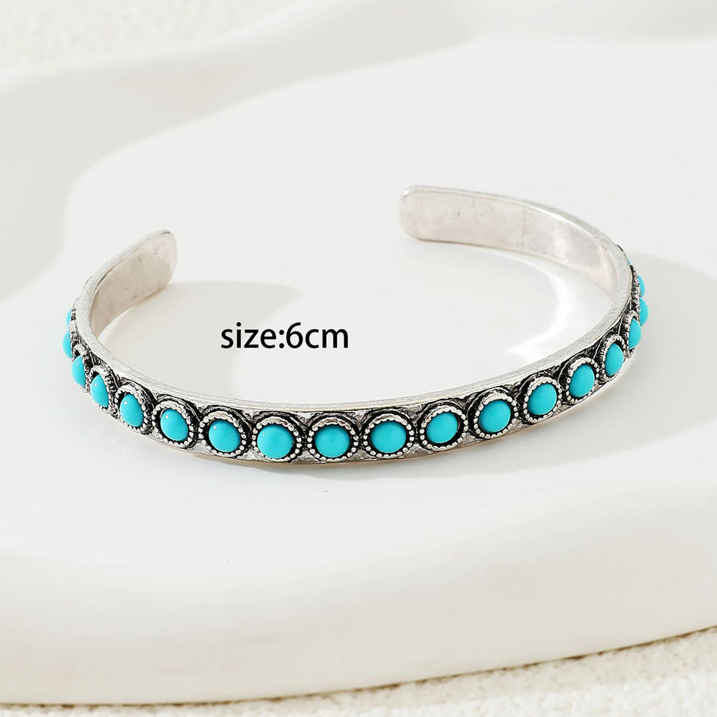 Bracelet en argent vintage vert turquoise de style occidental pour femmes