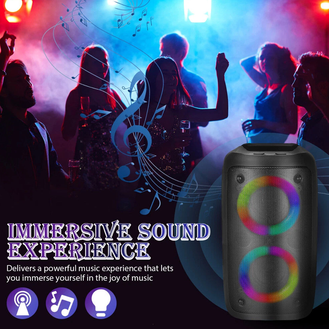 Haut-parleur Bluetooth portable Sub Woofer Heavy Bass Sound System Party Mic