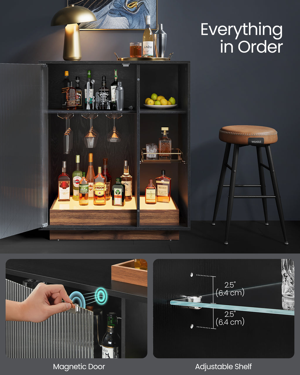 Cabinet à vin VASAGLE avec lumières
