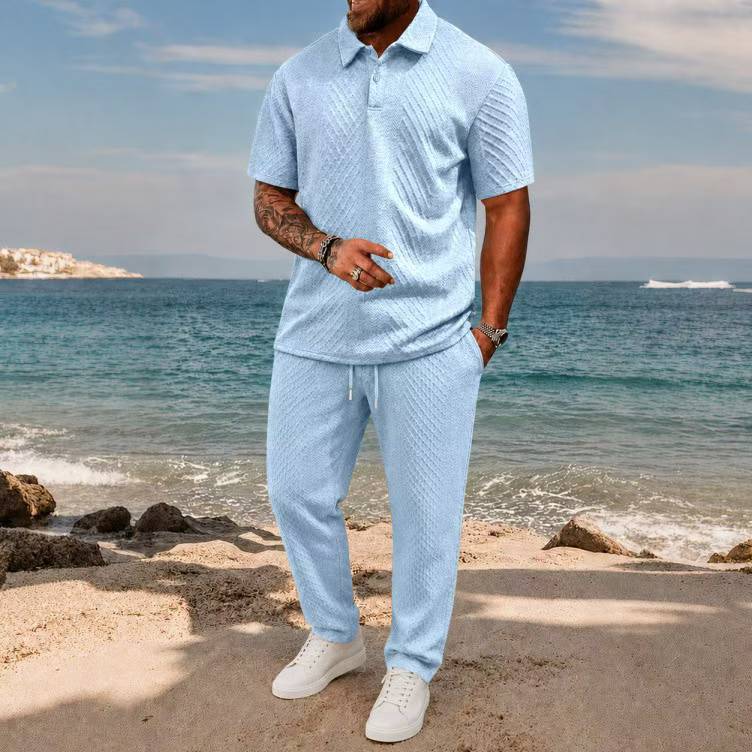 Arrivée Jacquard T-shirt homme à manches courtes et jeu de vêtements de sport