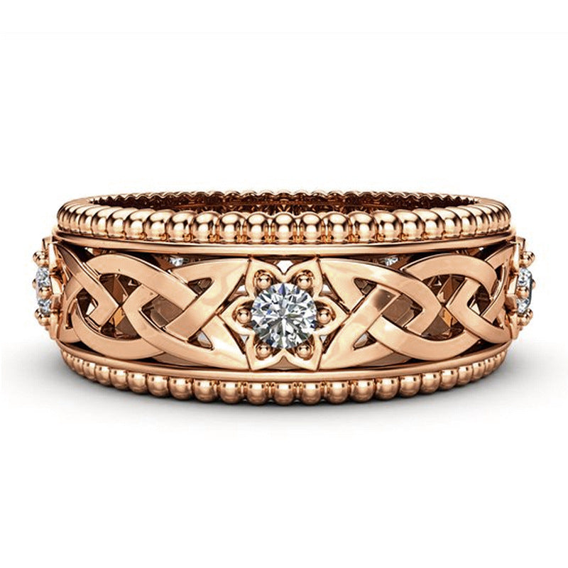 14k anneau de diamant blanc plaqué bague de mariage motif creux