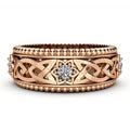 14k anneau de diamant blanc plaqué bague de mariage motif creux