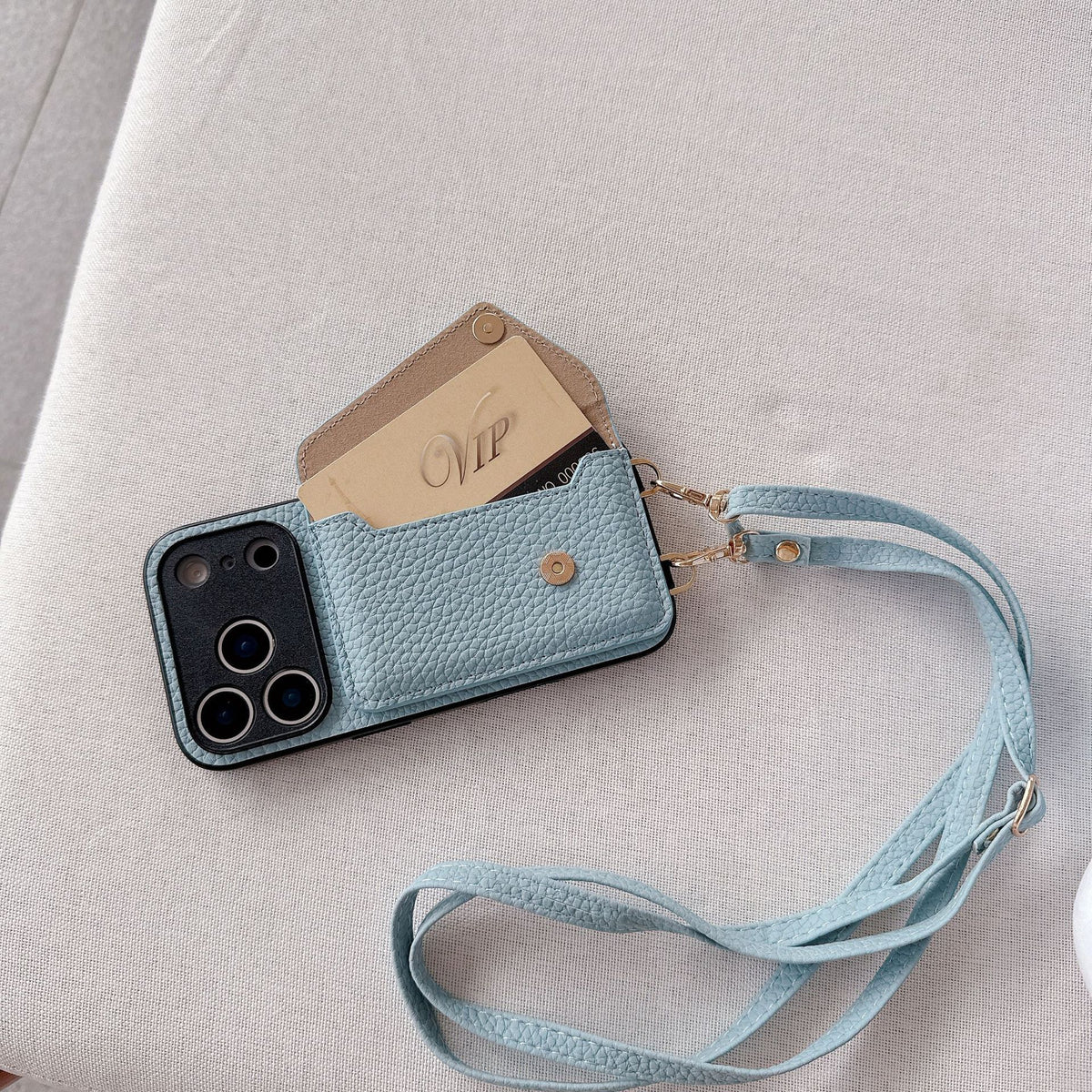Simple Crossbody Lanyard Leather Phone Case