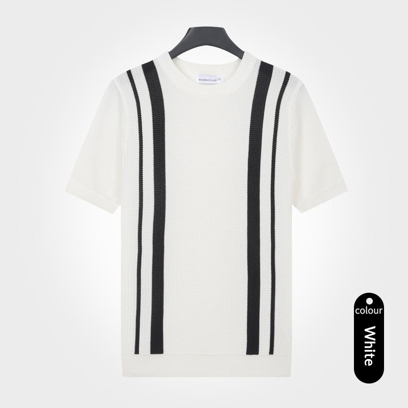 Hommes Ice-Silk Cool-Feld Crew-Neck Knitted Top