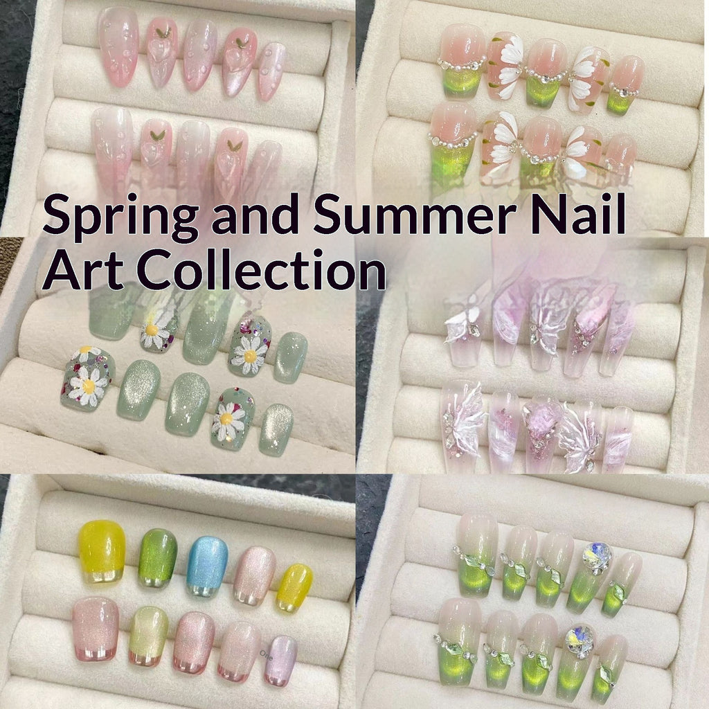 Art des ongles Printemps Petites fleurs Vibe d'été Faux ongles