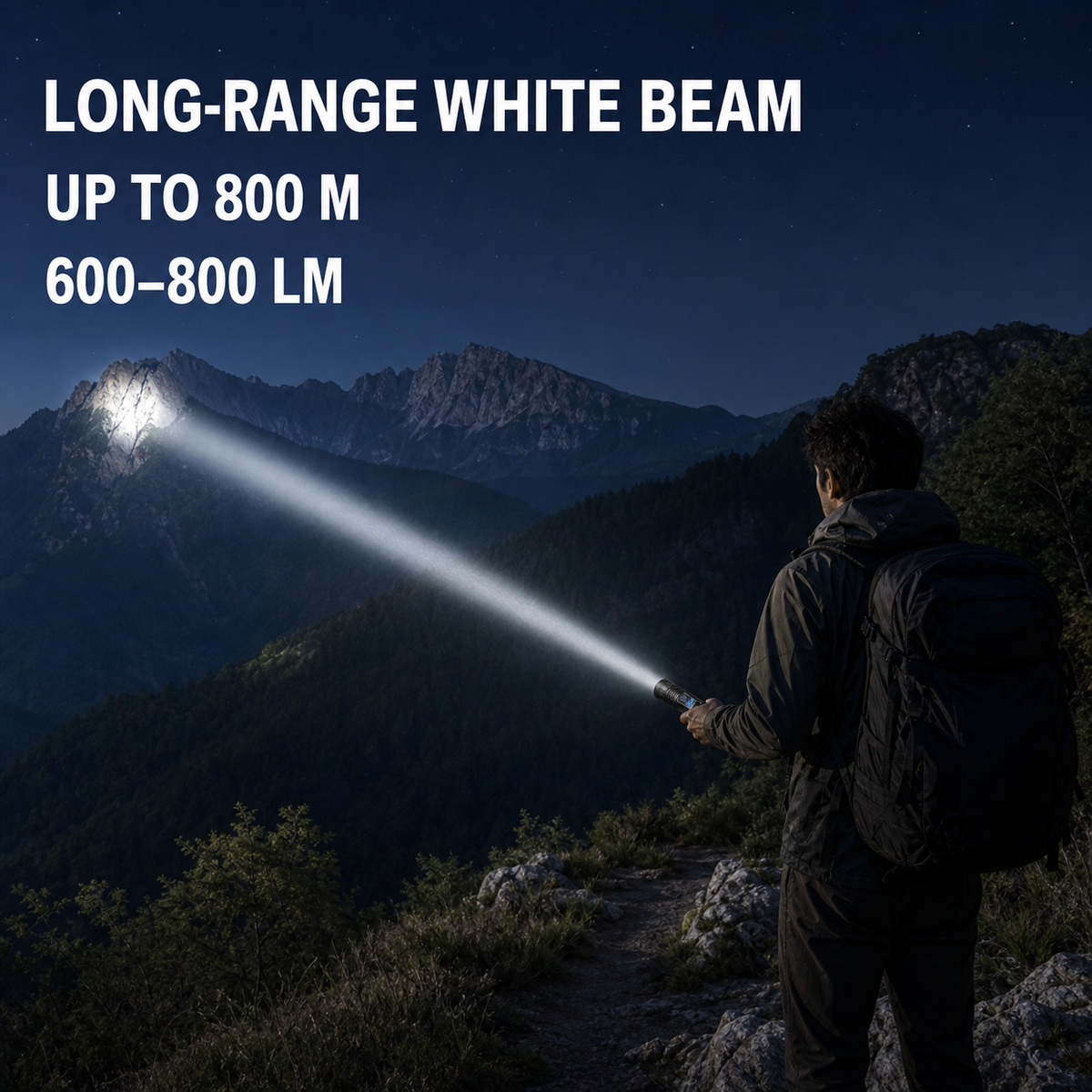Laser blanc rechargeable Zoomable Type C lampe de poche LED 5440 800LM Pour le camping Outdoor Eme