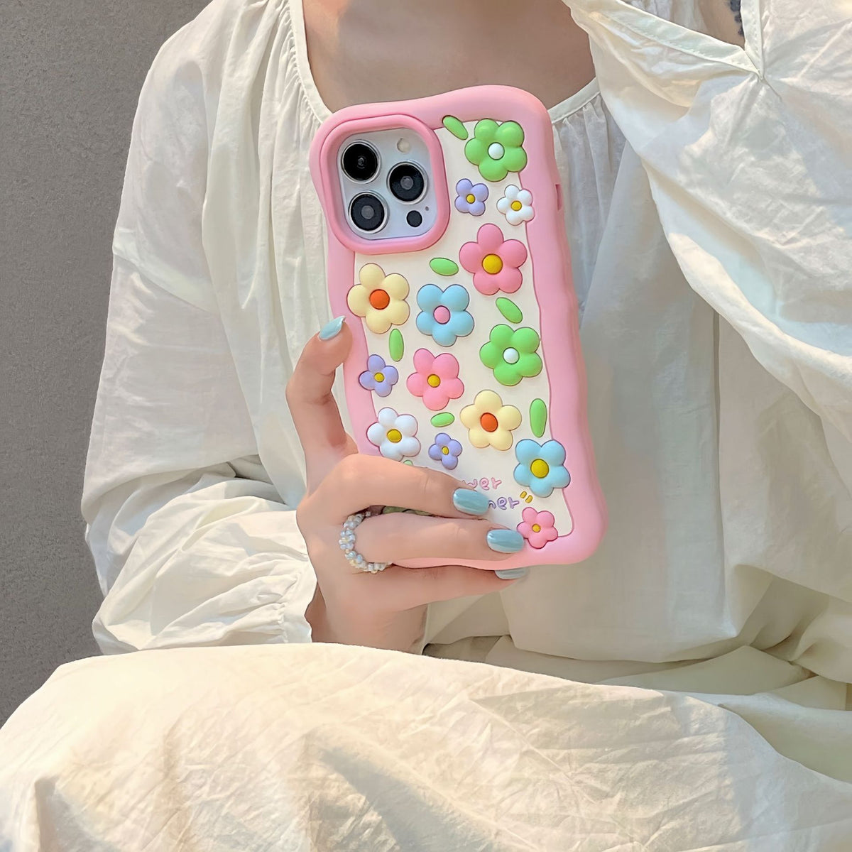 Fleurs colorées Silicone mignon boîtier de téléphone