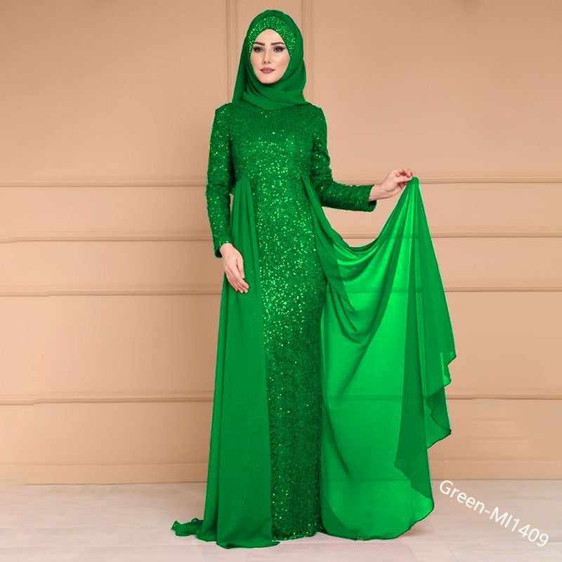 Noble Élégant Slim Slimming Ladies Paillées Cadeau Retro Style Longue robe de queue de poisson