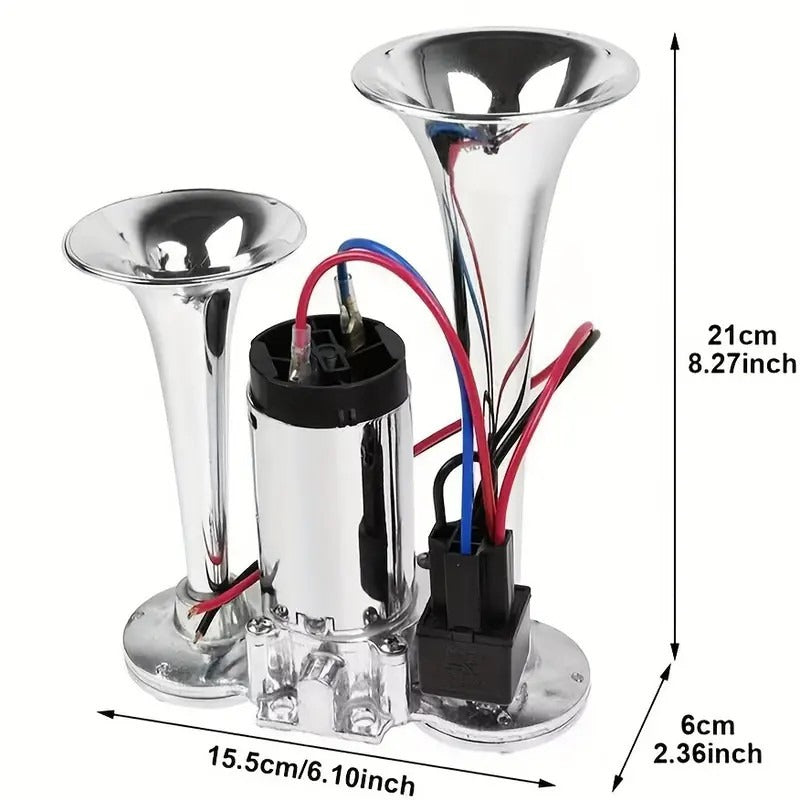 600DB Super Loud Car Truck Boat Dual Trumpet Train 12V Air Horn Compressor Kit