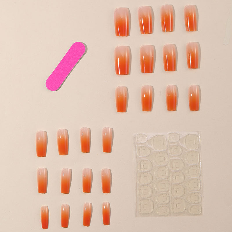 Orange Ombre Demi-longueur Tube-style des ongles portables Détachable