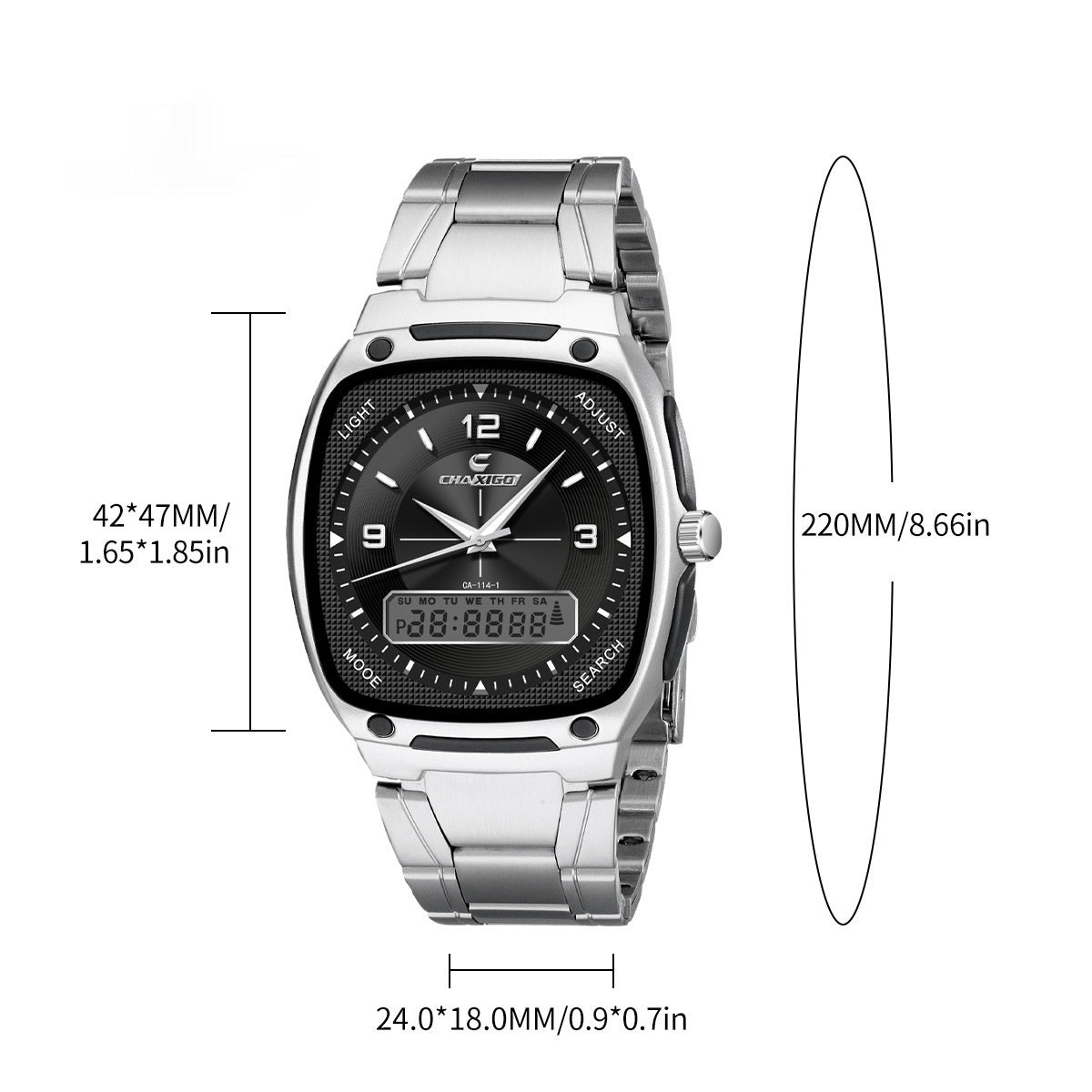 Montre Quartz en alliage homme avec un bracelet en acier