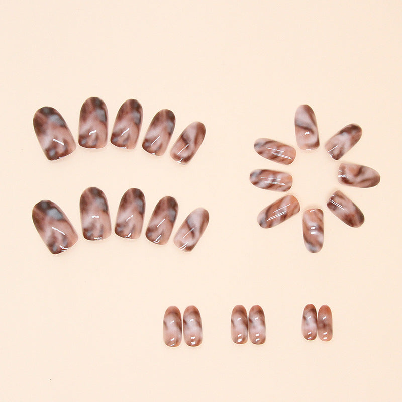 Ombre False Nails En forme d'ovule Prêt-à-porter Nails