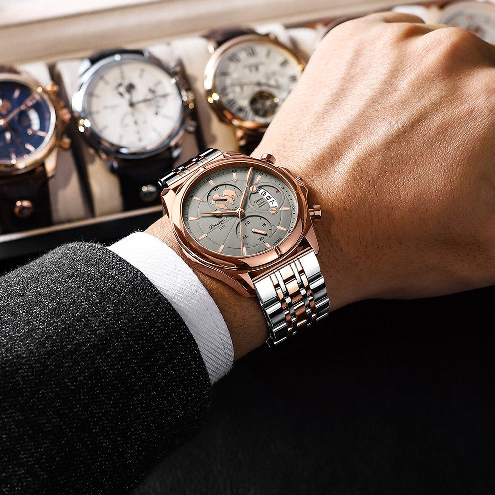 Montre à quartz multifonctionnelle à l'épreuve de l'eau pour hommes