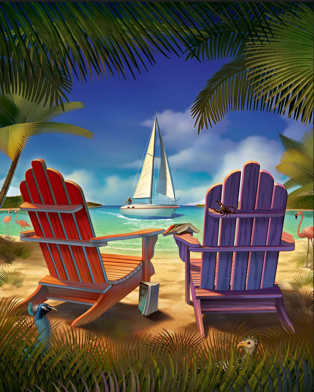 Imprimé Seaside Landscape Easy Pattern Kit Cross-Stitch pour débutants