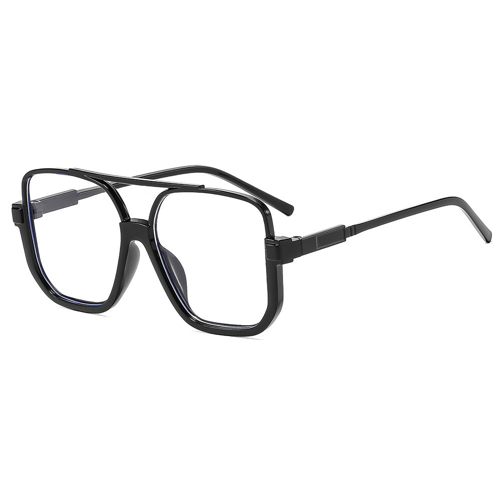 Y2K Chic Personnalité Double pont Lunettes de soleil semi-imprimées