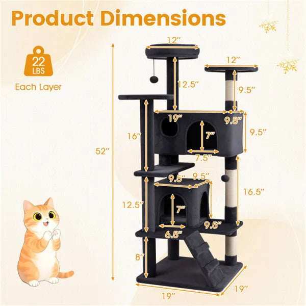 52" Cat Tree Tower with Perches and Condos