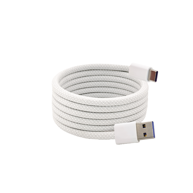 Câble de données magnétique tressé-U-C port-66W-blanc-longueur 1m-1 pièce