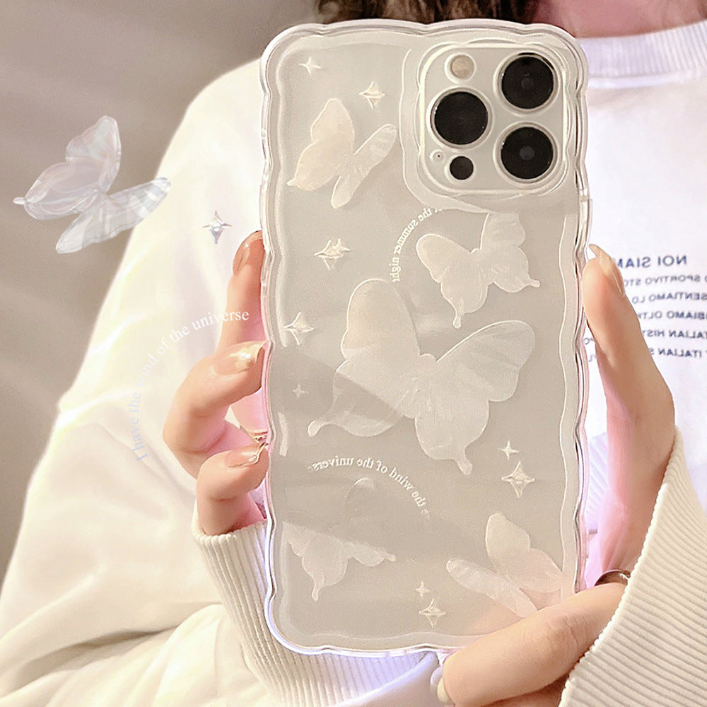 Simple Butterfly moderne affaire téléphonique transparente pour les femmes