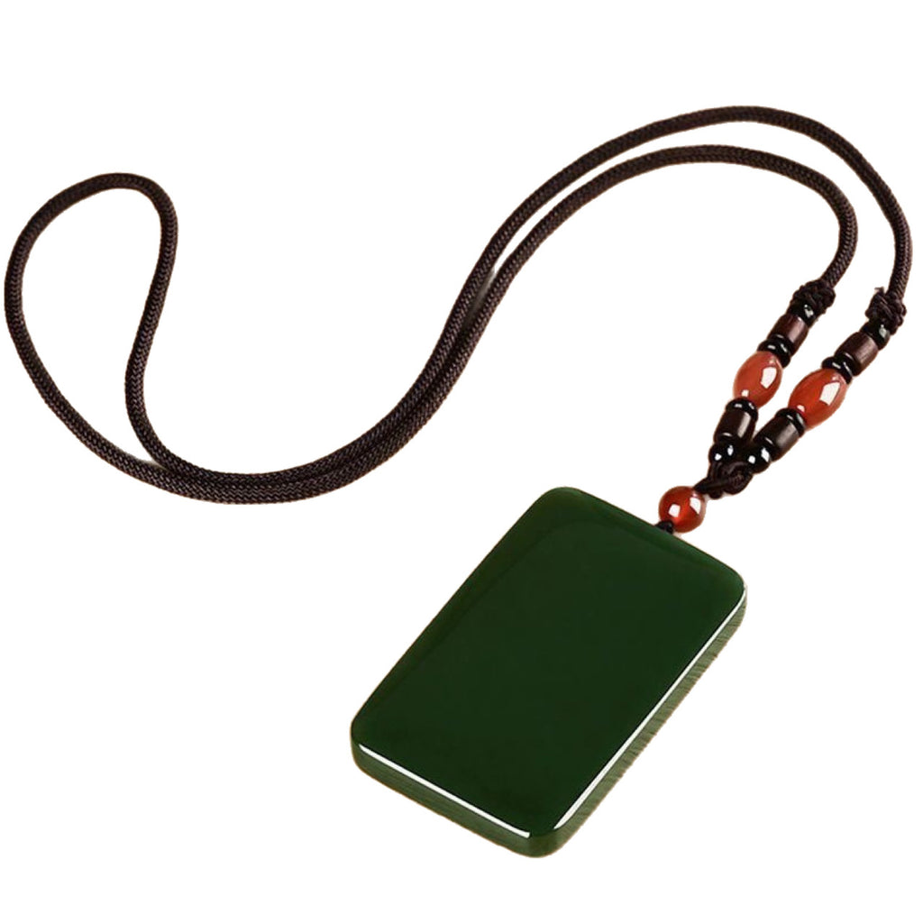 Xinjiang Hetian Jade Tower Pendentif de paix vert Fine Material Peace Jade Collier homme Jad